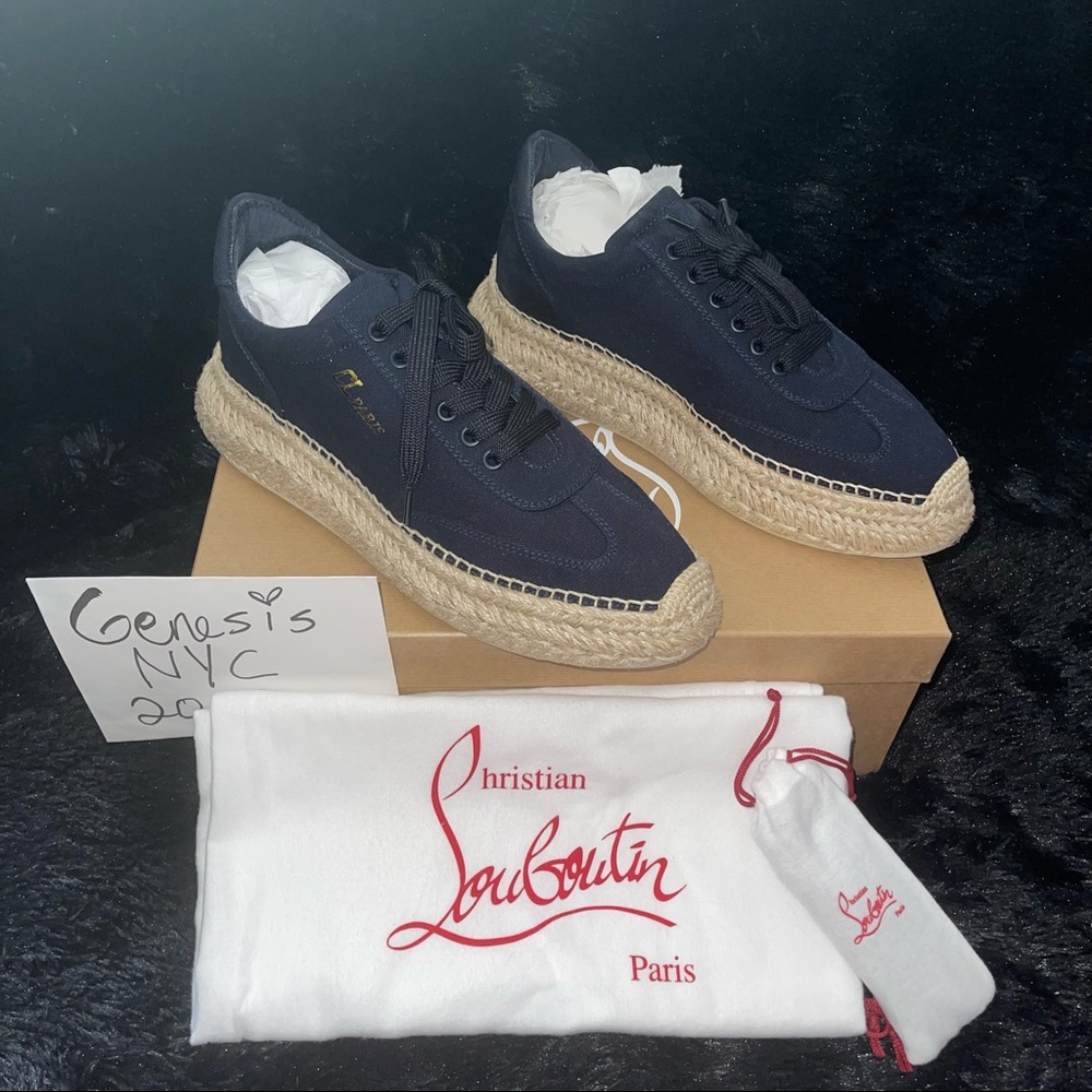 Christian Louboutin navy espadrille sneaker size 40